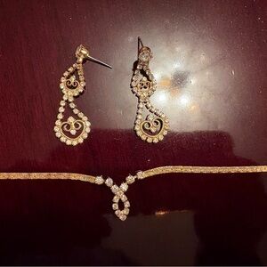 Elegant Gold and Rhinestone Costume Jewelry Set